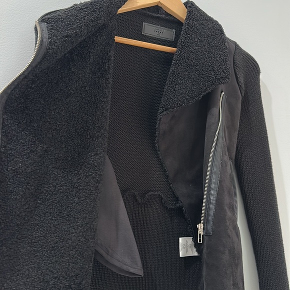 BLANKNYC Fitted Side Zip Faux Fur Collar Suede Leather Moto Sweater Jacket - Picture 3 of 13